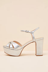 Keefa Prata Metallic Leather Platform Sandals