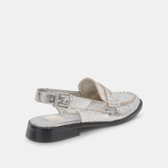 HARDI WIDE LOAFERS SILVER CRACKLED LEATHER - re:vita