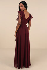 Ravishing Charm Emerald Ruffled Wrap High-Low Maxi Dress