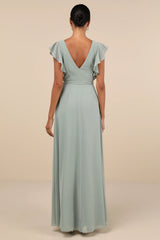 Ravishing Charm Emerald Ruffled Wrap High-Low Maxi Dress