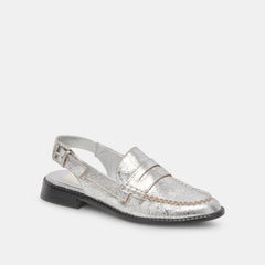 HARDI WIDE LOAFERS SILVER CRACKLED LEATHER - re:vita