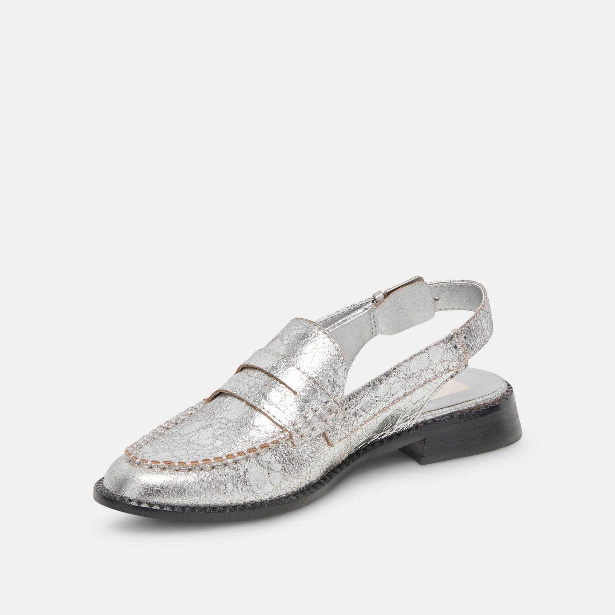 HARDI WIDE LOAFERS SILVER CRACKLED LEATHER - re:vita