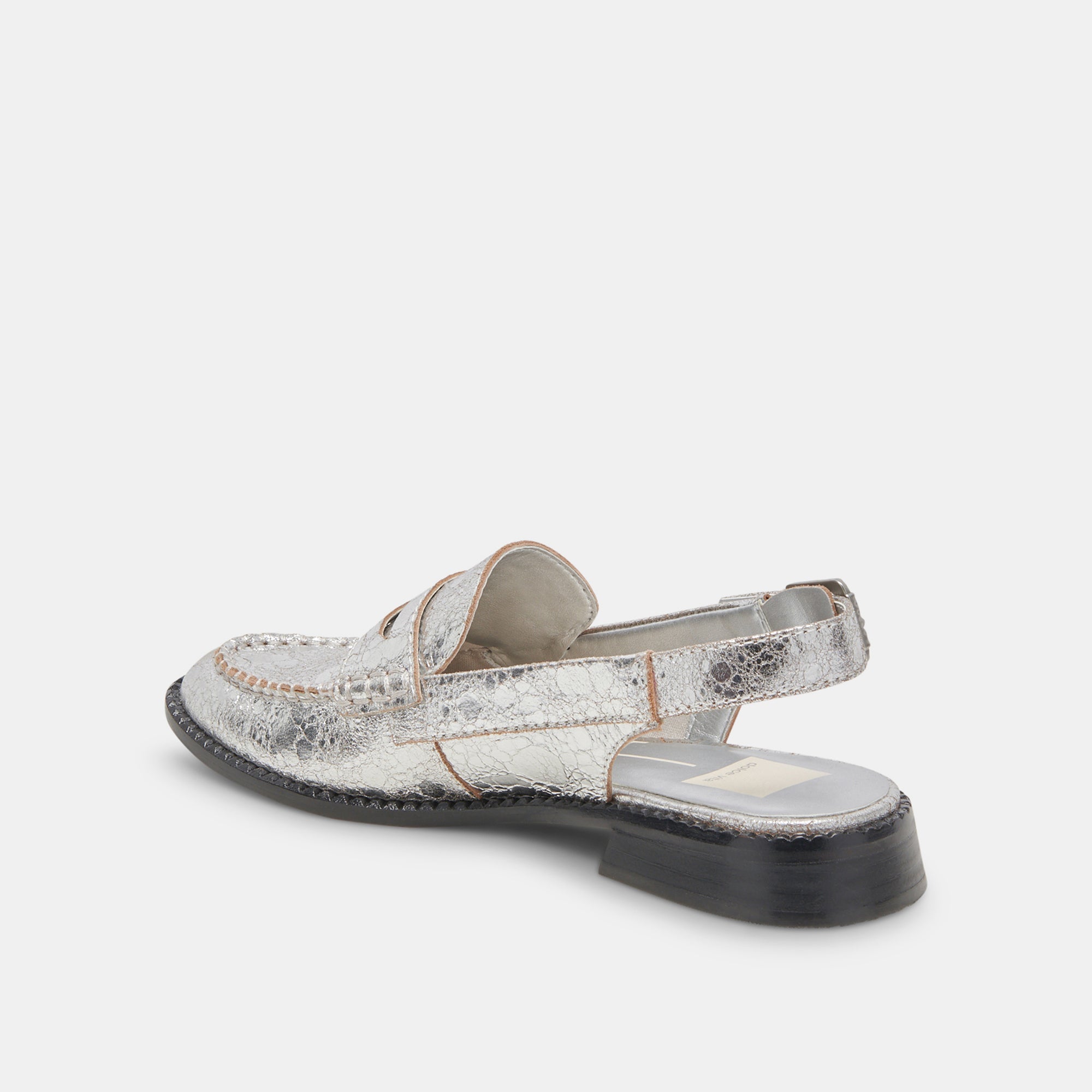 HARDI WIDE LOAFERS SILVER CRACKLED LEATHER - re:vita