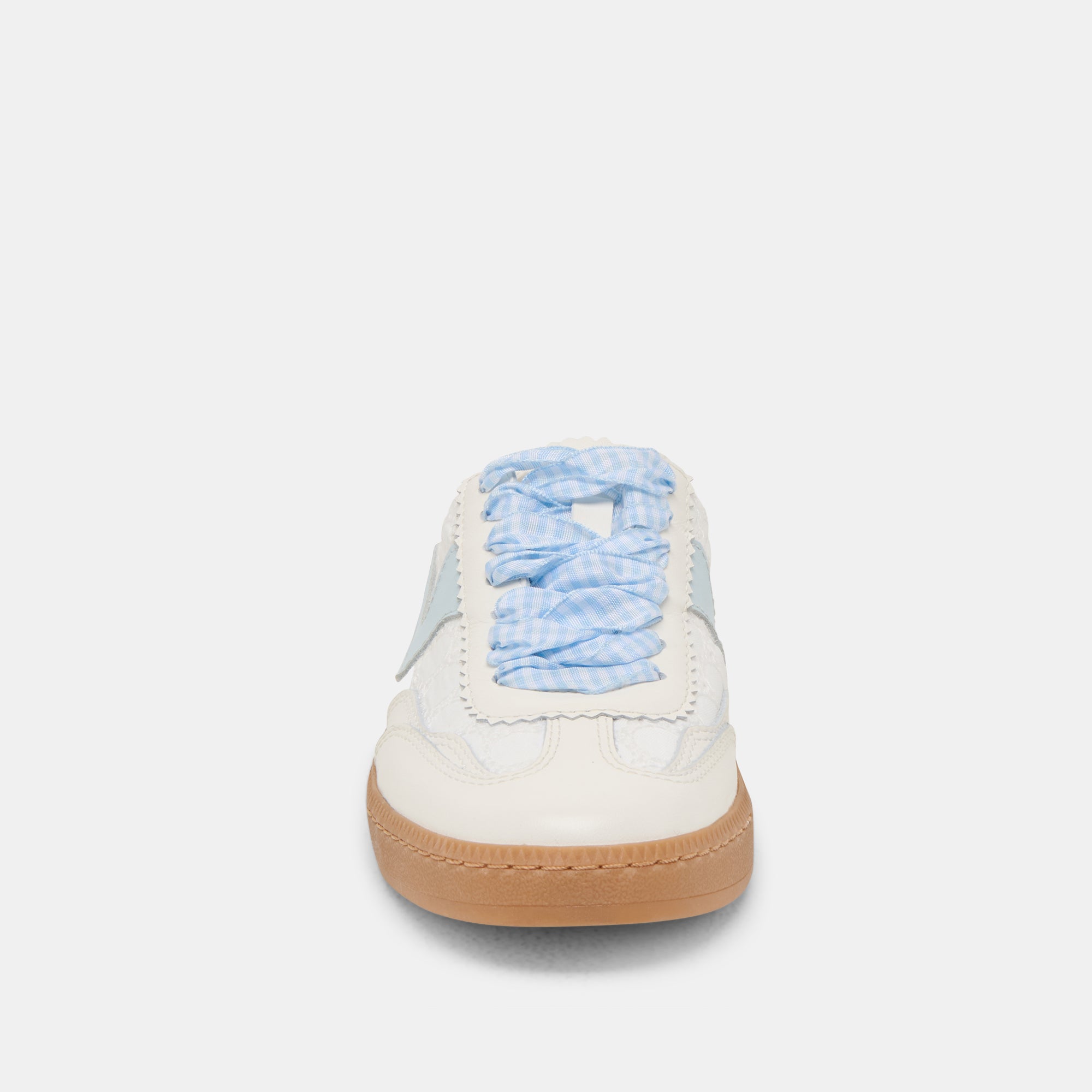 NOTICE SLIDE SNEAKERS WHITE BLUE EYELET