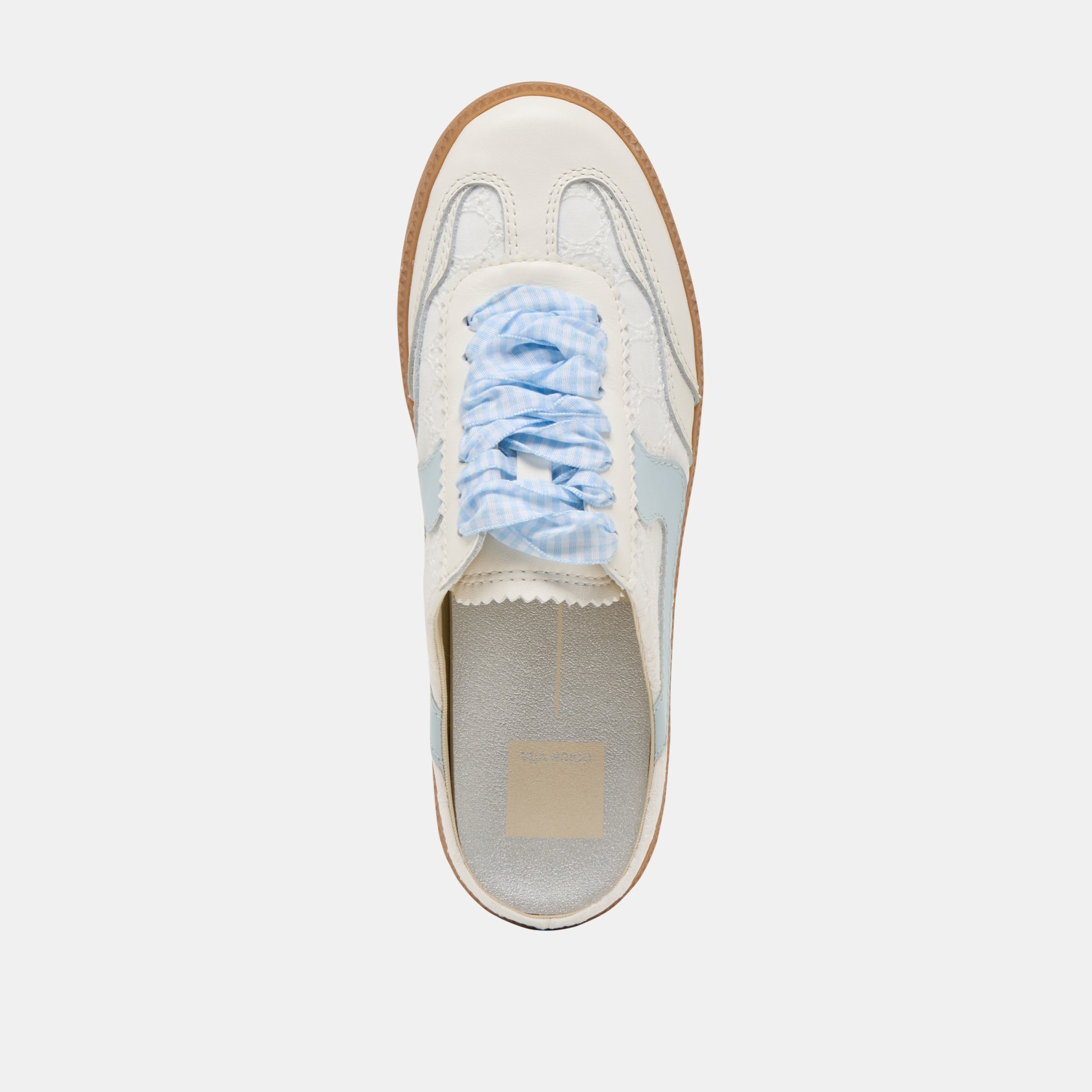 NOTICE SLIDE SNEAKERS WHITE BLUE EYELET