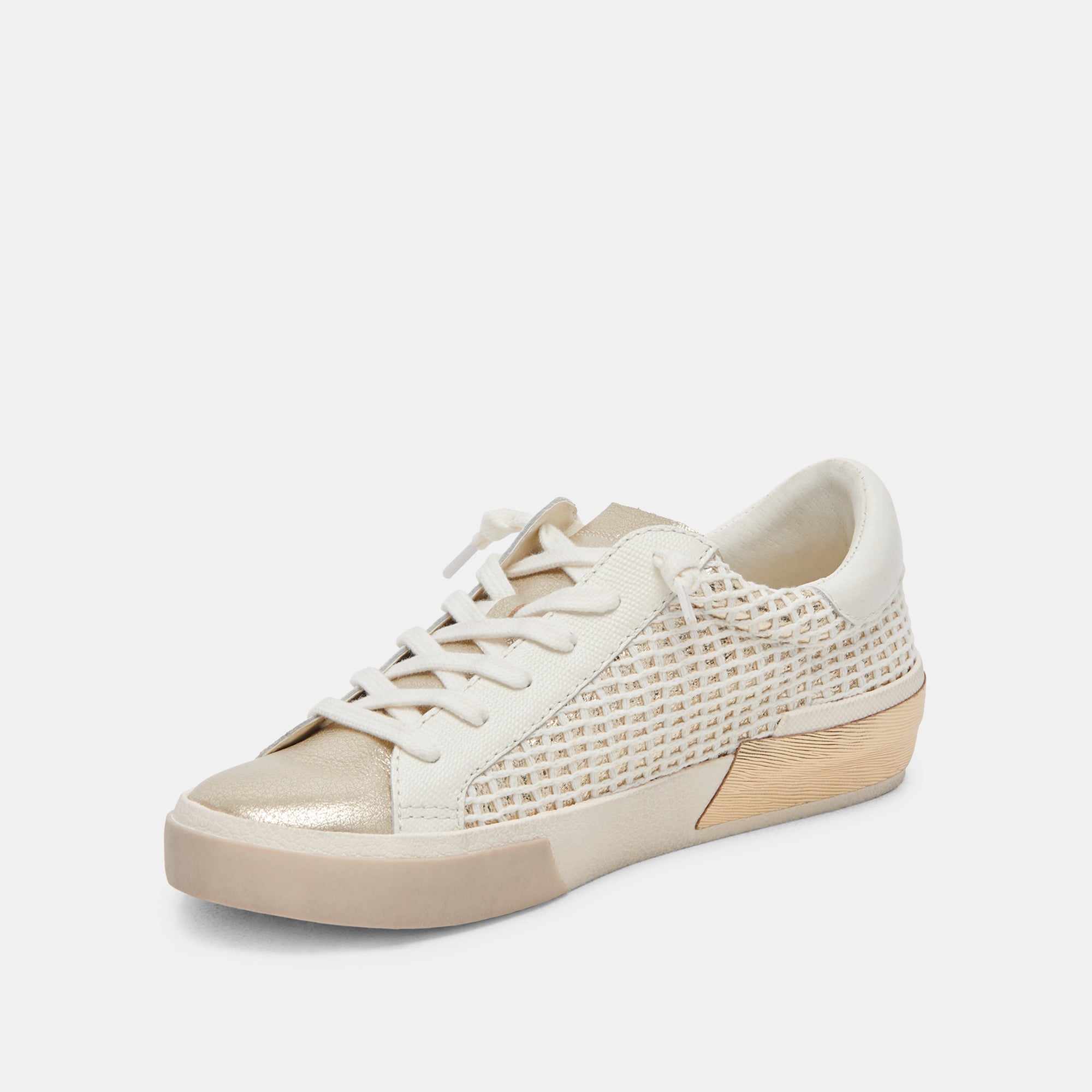 ZINA WIDE SNEAKERS BONE GOLD WOVEN