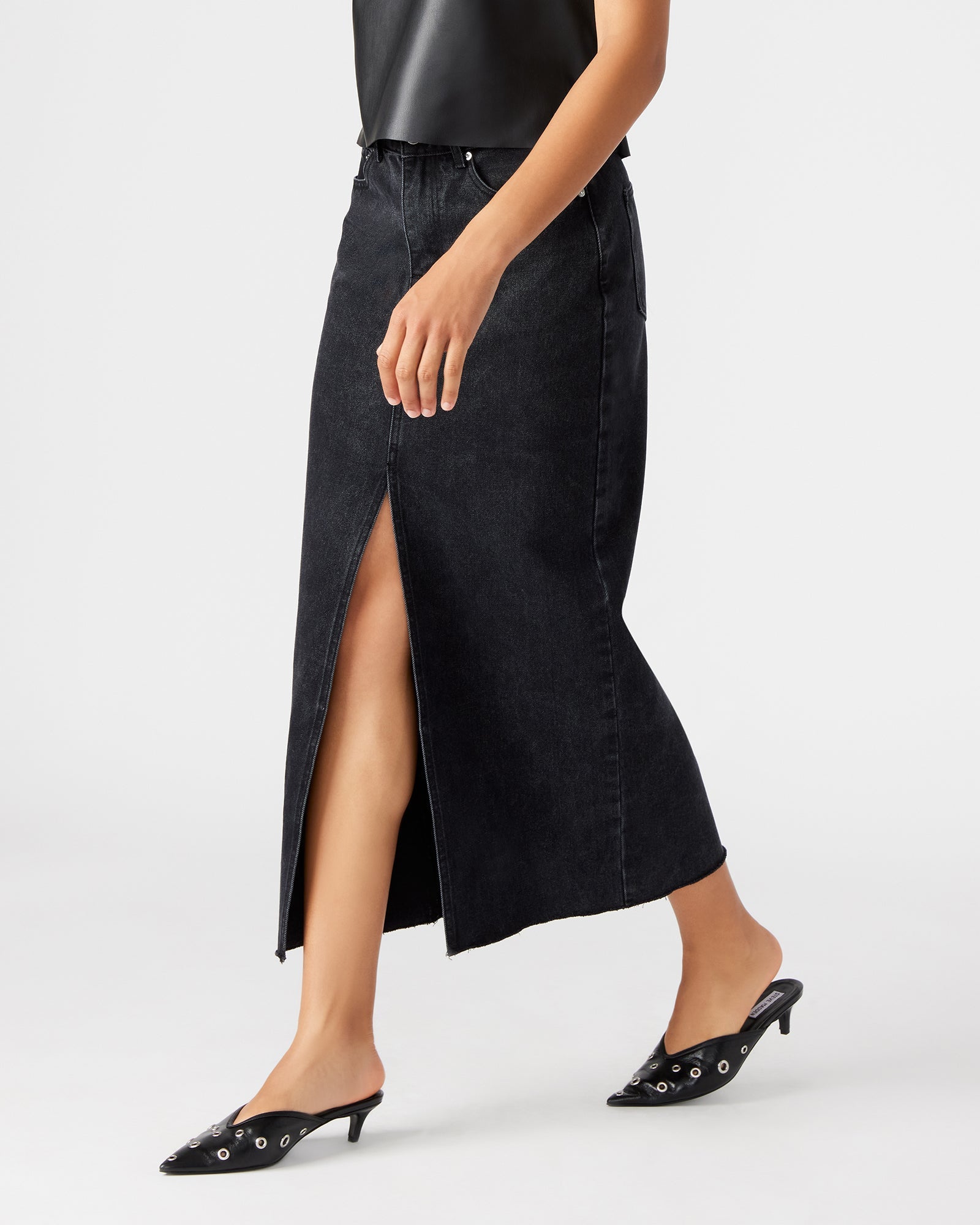 AVANI DENIM SKIRT BLACK